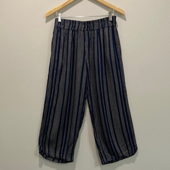 ANGIE Blue and Grey Casual Relax, Ankle Cropped Effortless Fit Pant Large​​ - Picture 2 of 9